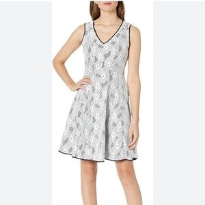 MAIA Womens White and Black Floral Lace Dress Size 10 Sundress A-Line